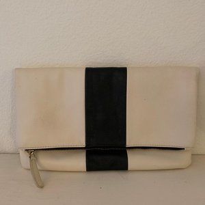 Black and white Large Fold Over Envelope Clutch